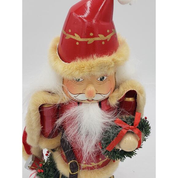 Nutcracker Santa Claus Christmas Decor Red Cape Holding Toy Bag Size 14" - Picture 14 of 16